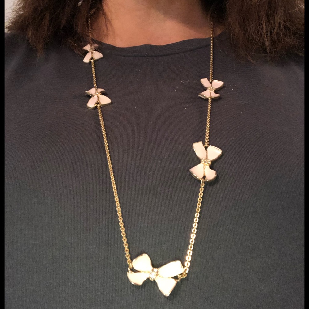 J. Crew Pink Bow Necklace